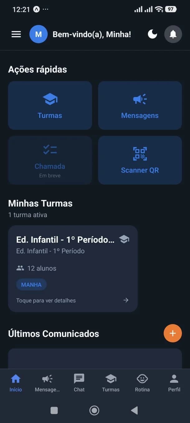 Tela inicial do aplicativo Academic